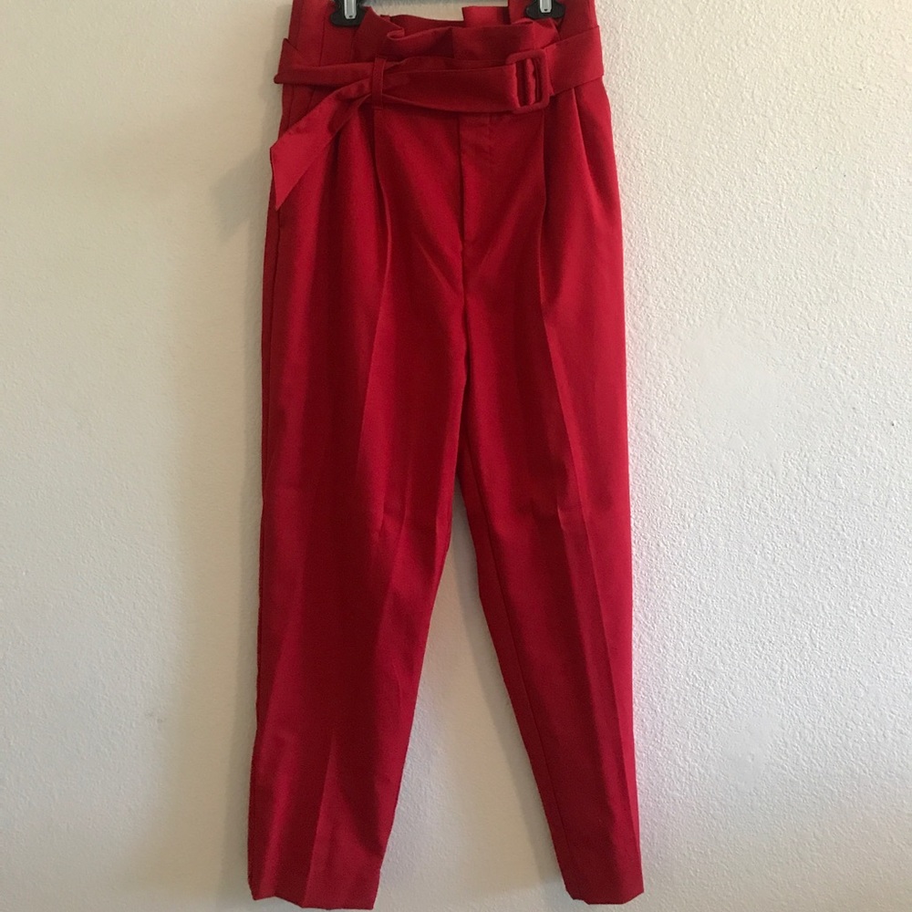 H&M Paperbag Waist Red Trouser